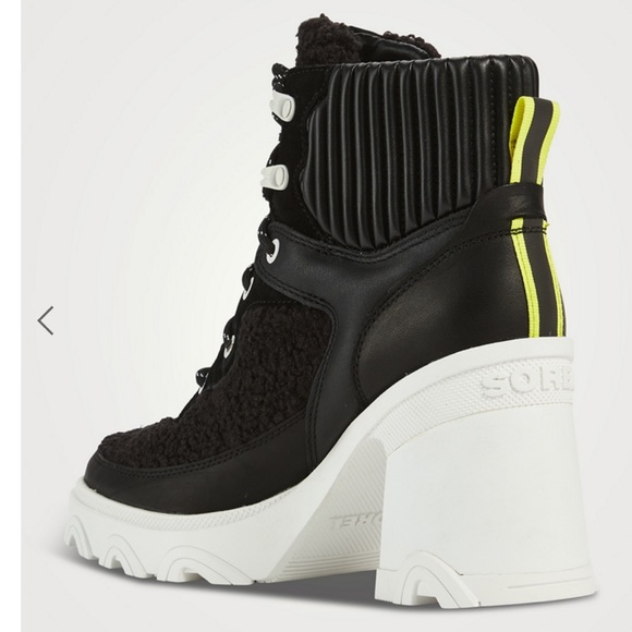 SOREL BREX HEEL LACE BOOTIE Black and White, size 8 - Picture 3 of 13